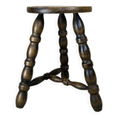 Vintage tripod stool in solid wood