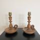 Pair of turned wooden lamp bases from the 60s