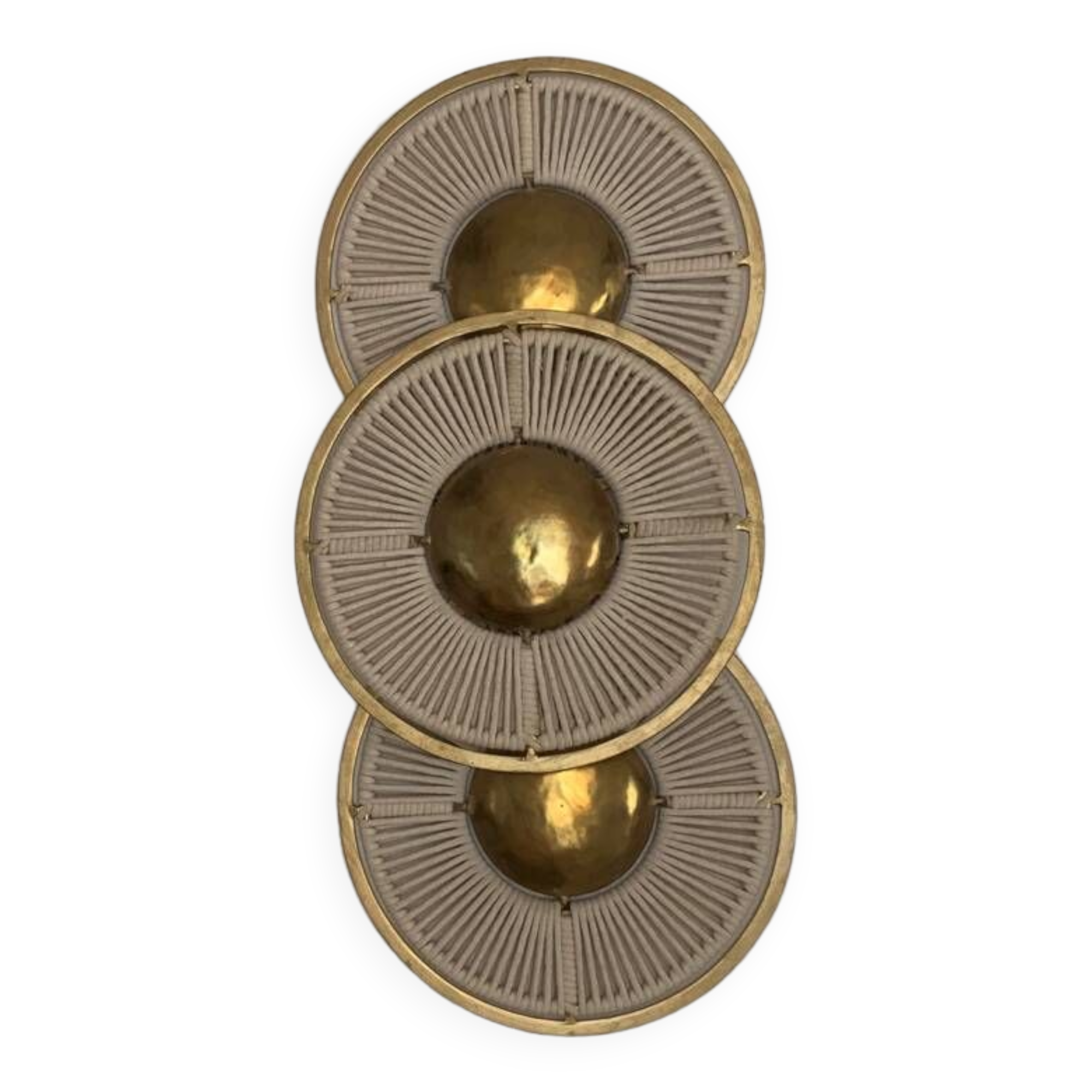 Wall lamp in gilded iron and rope