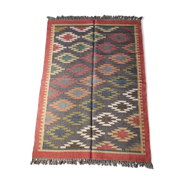 Tapis kilim en toile de jute et coton - 120cm x 180cm