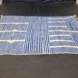 Berber rug in natural wool, blue and white, size 2/3 m.