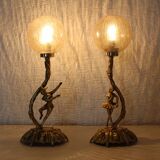 Pair of Commedia Dell Arte Bronze Lamps