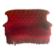 Small old Napoleon III toad sofa in red velvet