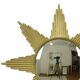 Large Starburst Sunburst Mirror Convex Gold Metal