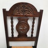 Set of 6 vintage straw and turned wood chairs