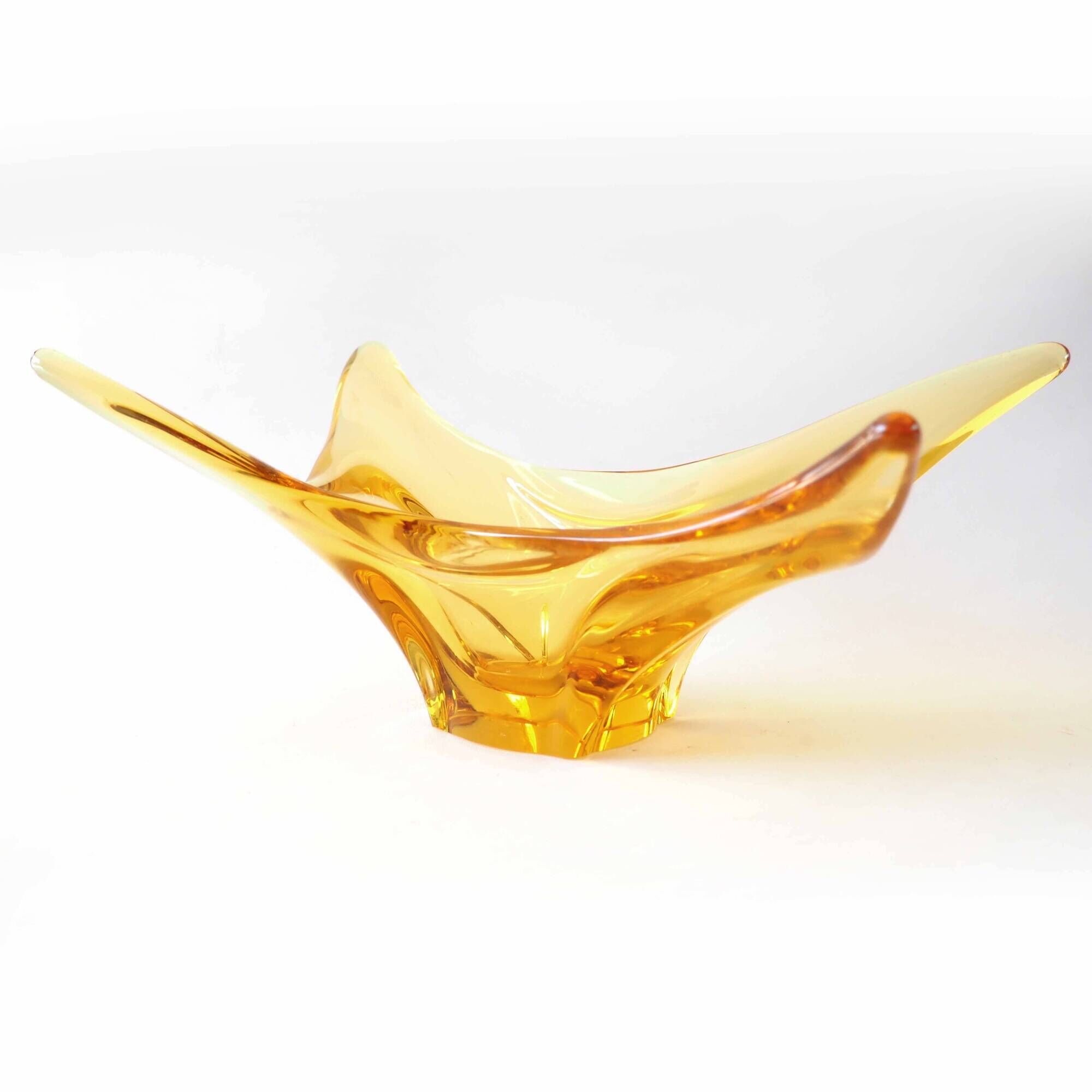 Coupe à fruit cristal ambré
