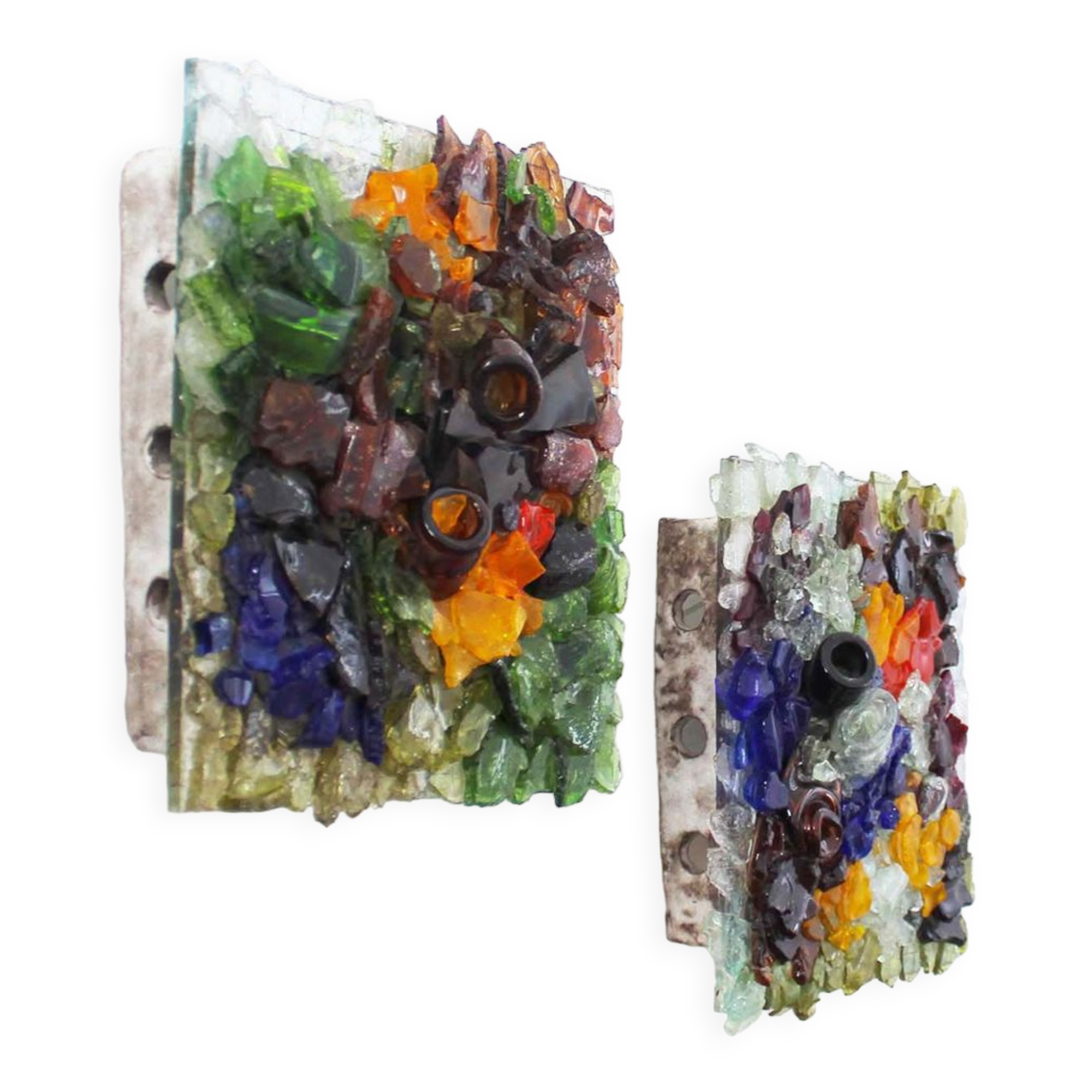 Pair of faceted glass brutalist sconces