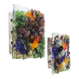 Pair of faceted glass brutalist sconces