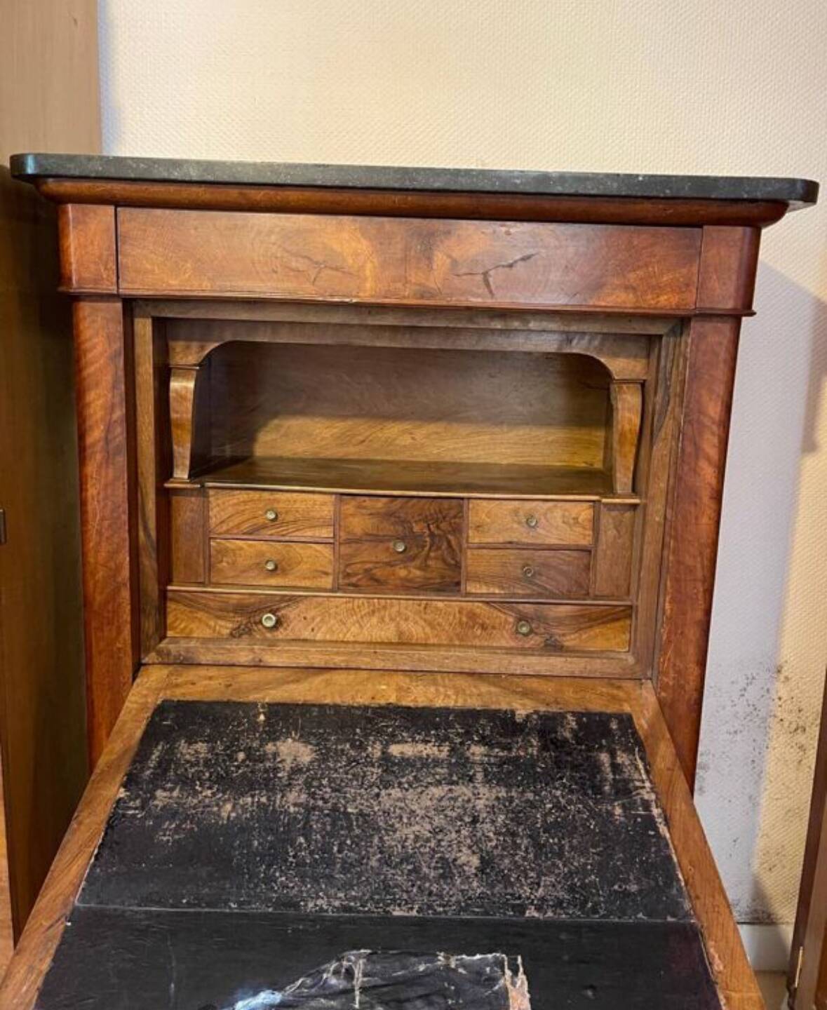 Empire or Louis Philippe period walnut secretary