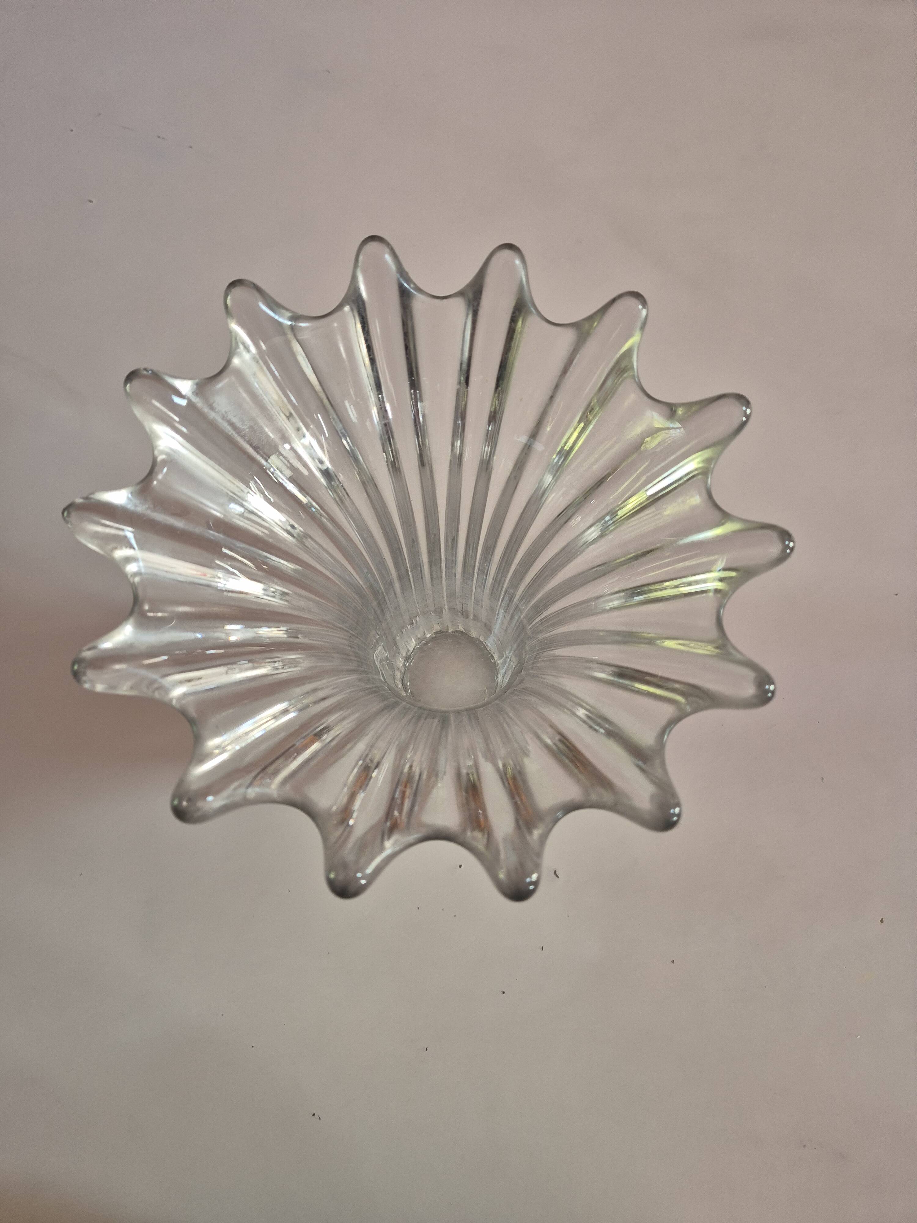 Vintage 60s crystal tulip vase - very heavy, with slight marks