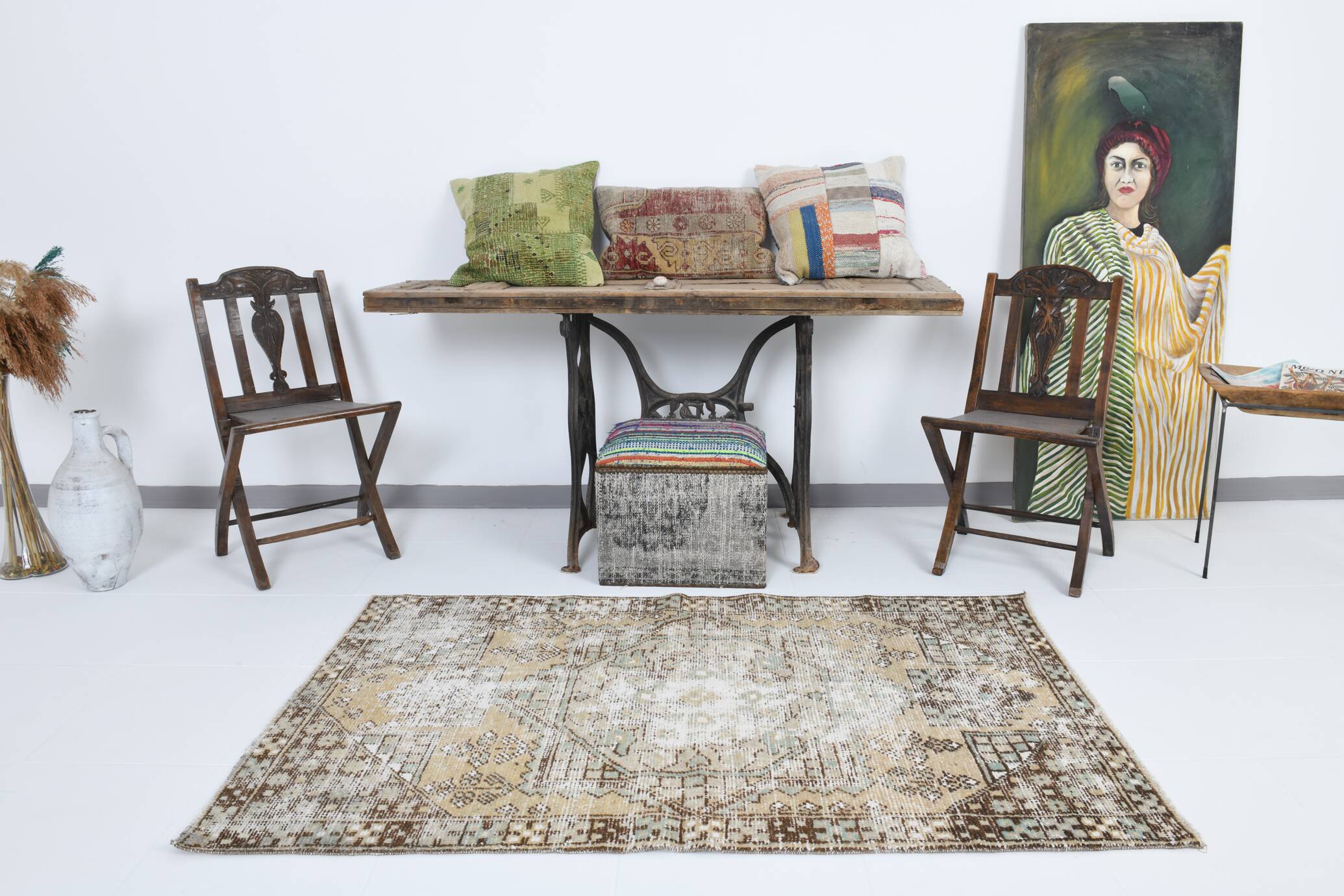 3x6 Shades Of Beige & Brown Classic Vintage Rug, 104x174Cm SK 17854