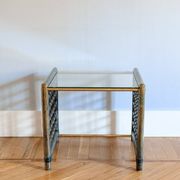 Vintage nesting tables in bamboo with glass top by Gallotti & Radice, 1970, set of 3.
