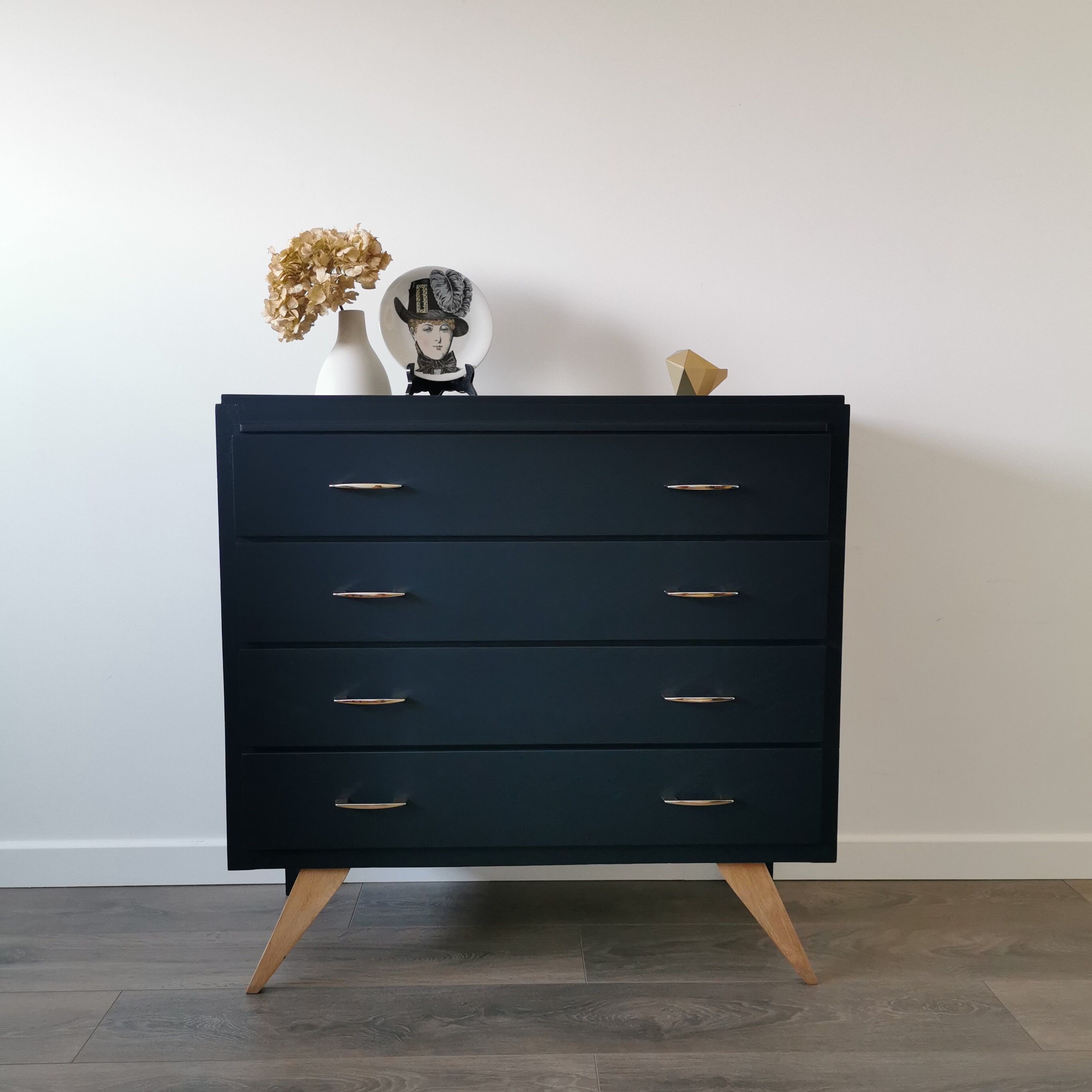 Vintage chest of drawers compass feet