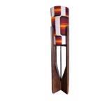 Unique mid-century sculptural walnut lamp – geometric shade