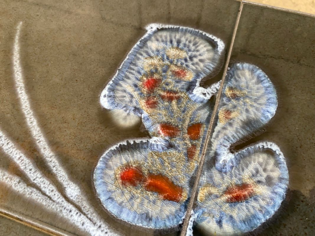 Vintage coffee table in ceramic and chrome steel ceramist adri Vallauris 1960