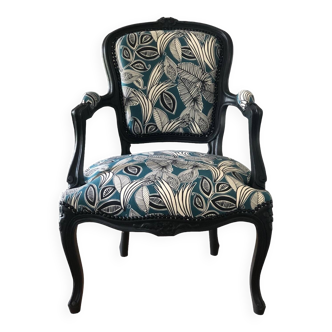 Armchair style Louis XV black complete mixed repair