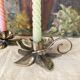 Pair of silver metal flower candle holders