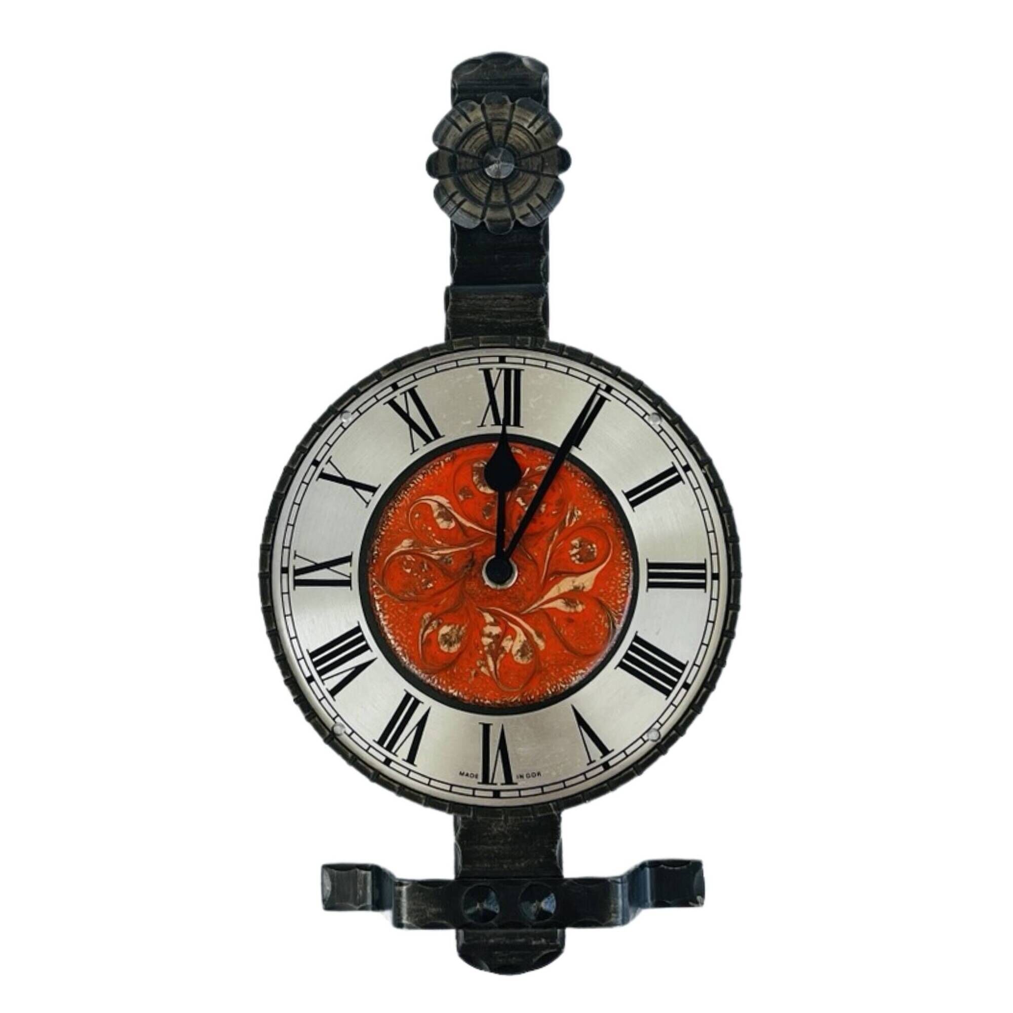 Metalwork electric wall clock VEB Elektrobau Greiz, Germany 1970s