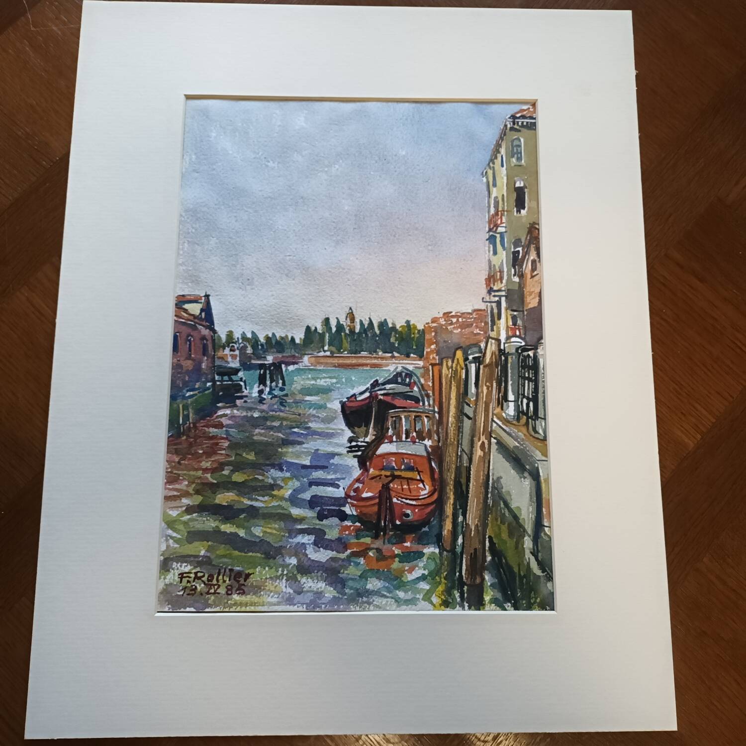 Watercolor Venice signed Rollier