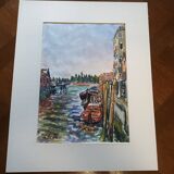 Watercolor Venice signed Rollier