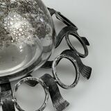 60s 70s Brutalist wall lamp or ceiling lamp made of iron & glass design