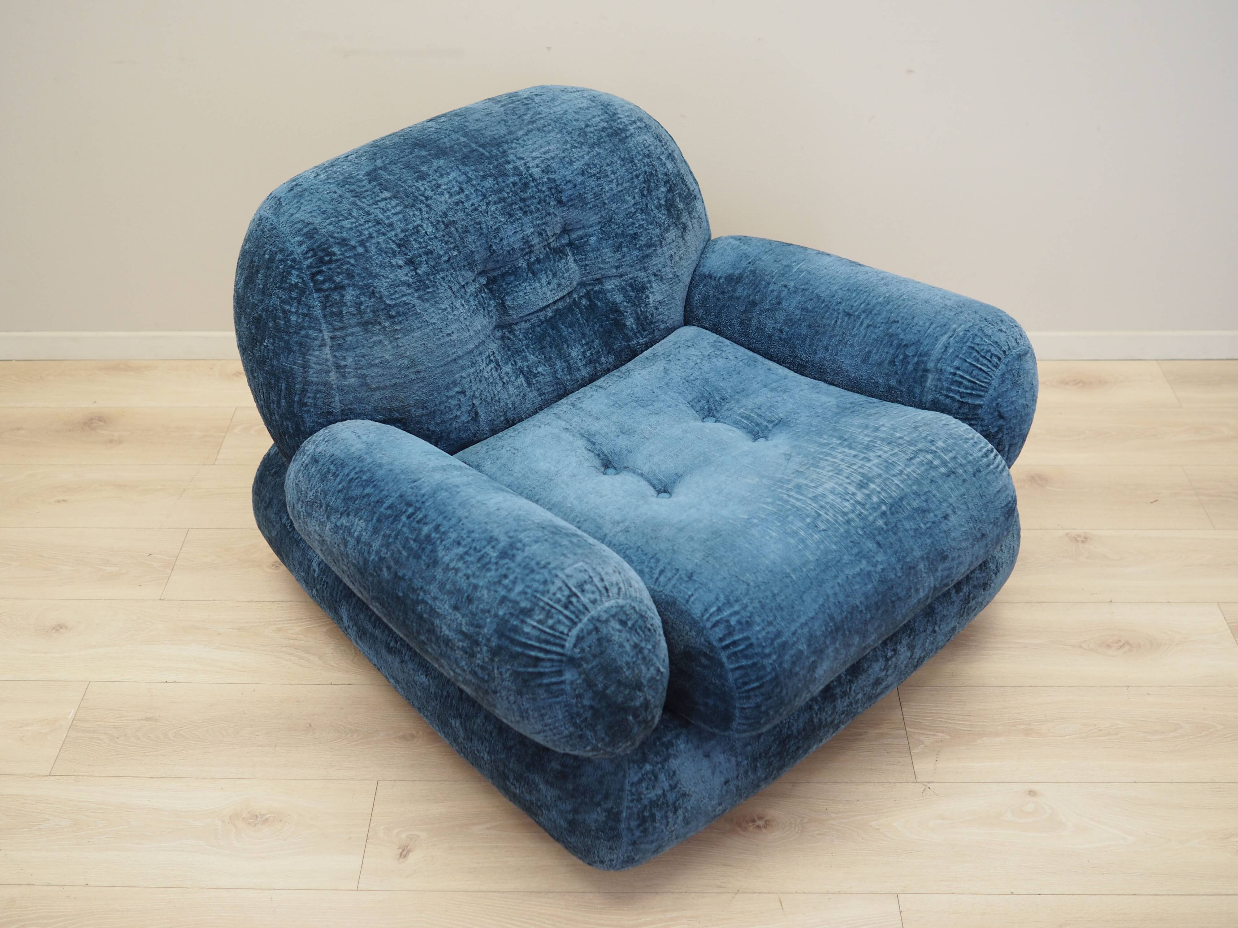 Blue armchair, Italian design, 1970s, production: Italy