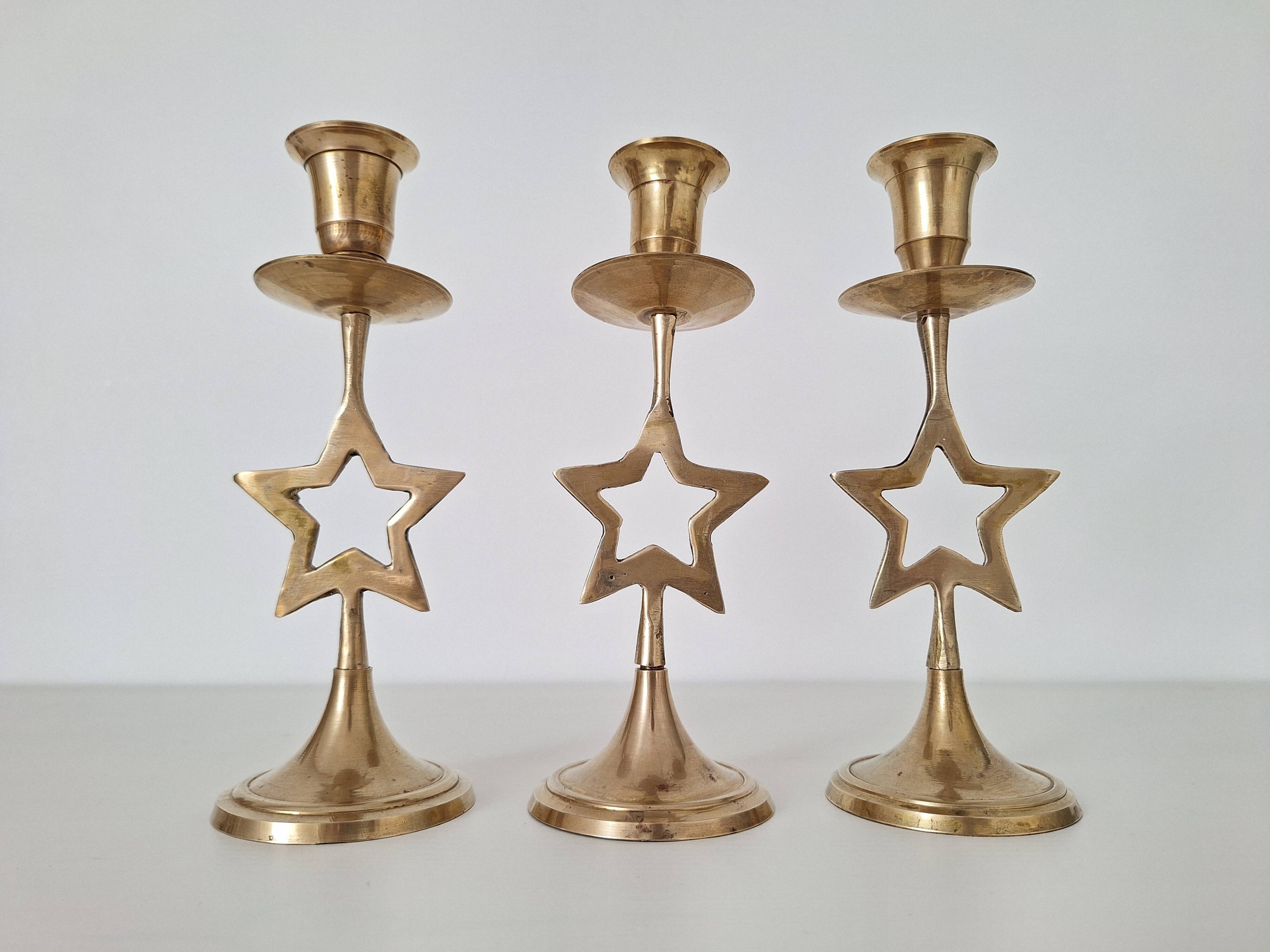 Brass star candlestick