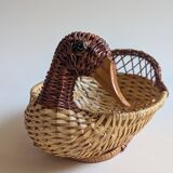 Duckling-shaped wicker basket