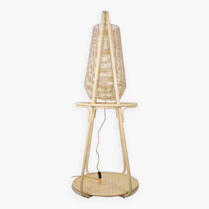 Lampadaire en rotin
