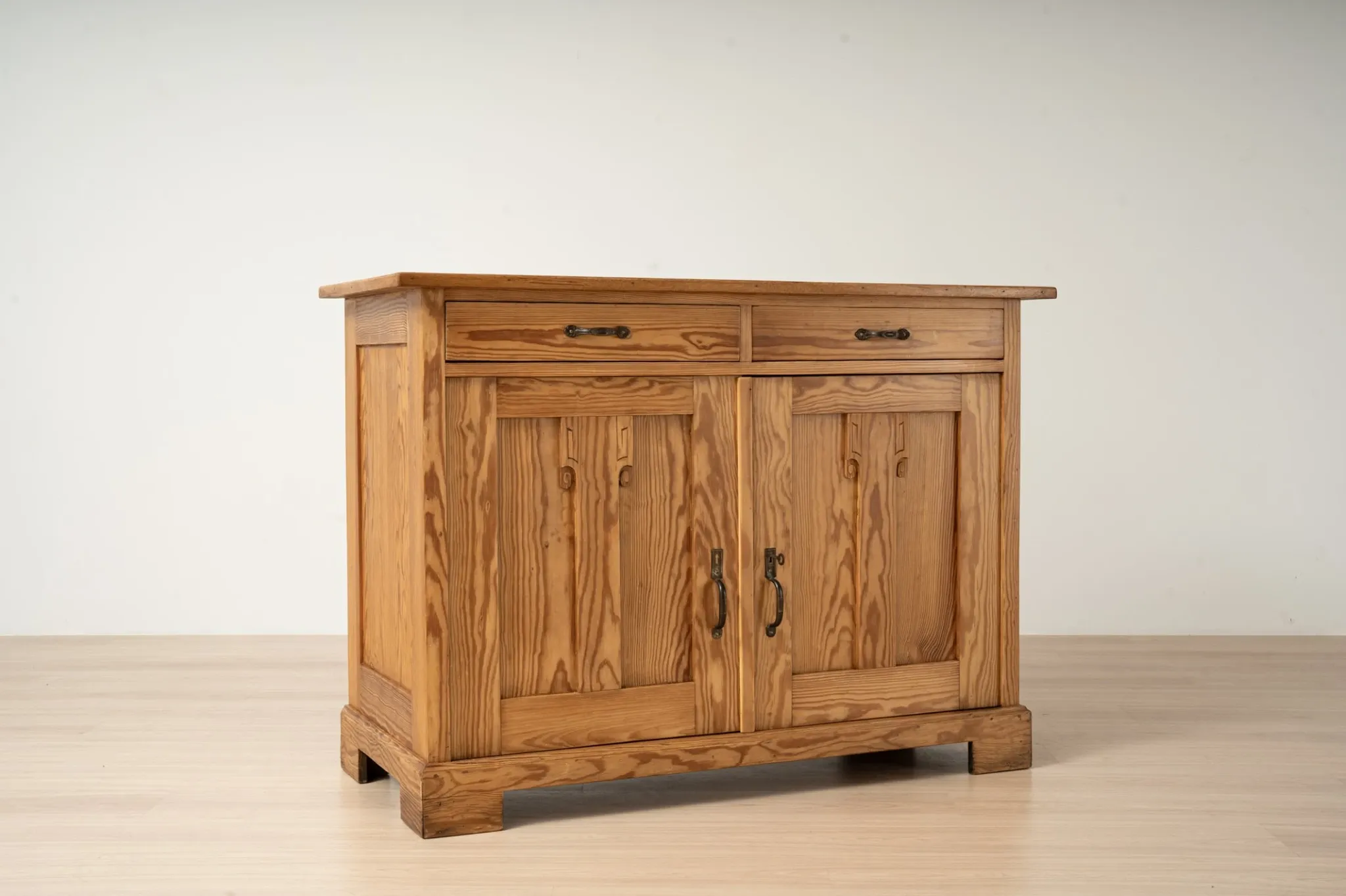 Antique German Pine Art Nouveau Cabinet with Two Drawers, circa 1910