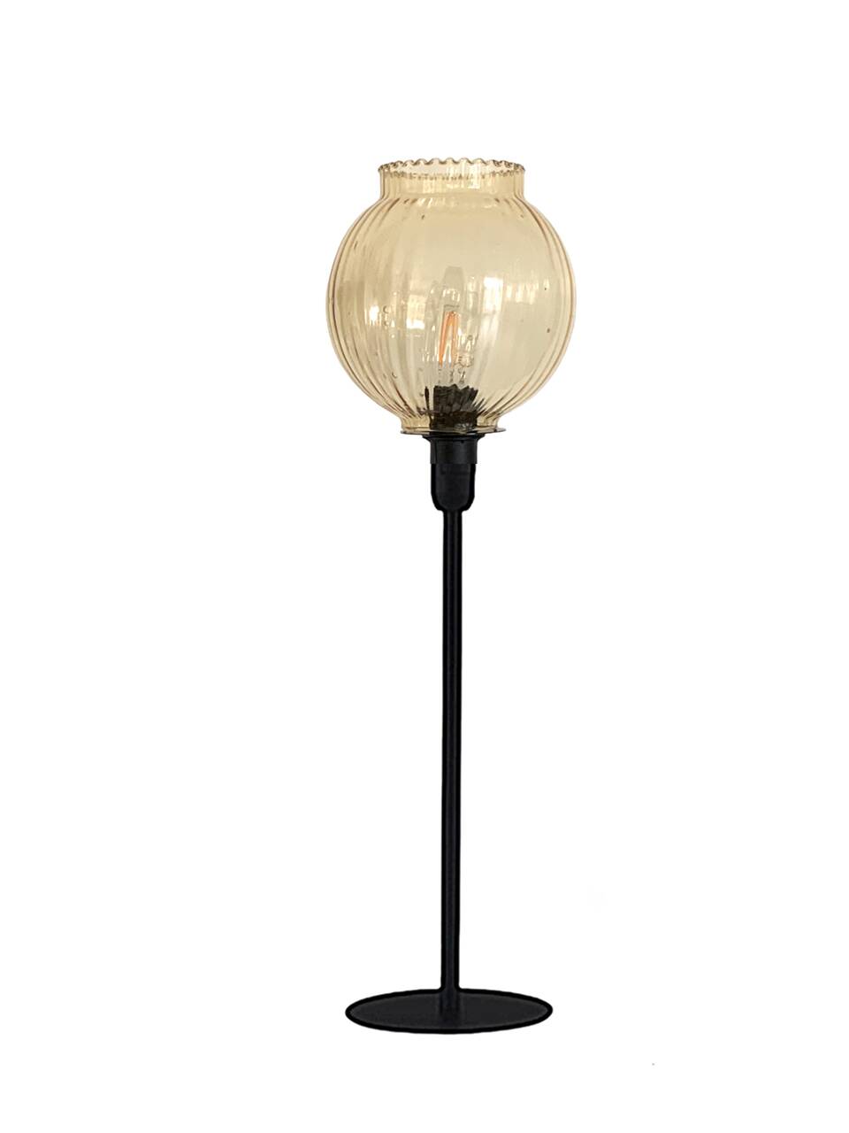 Table lamp with an antique gold glass lampshade
