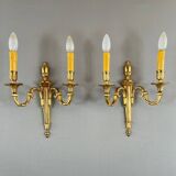 Pair of Gilt Bronze Wall Sconces, Louis XVI Style, 20th Century