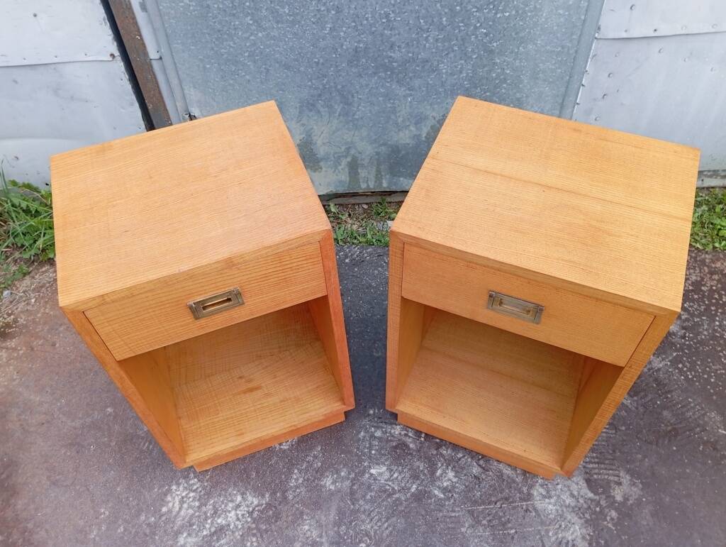 Pair of elm bedside tables