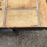 Vintage ceramic coffee table with herbarium decorations by Roger Capron, solid beech base.