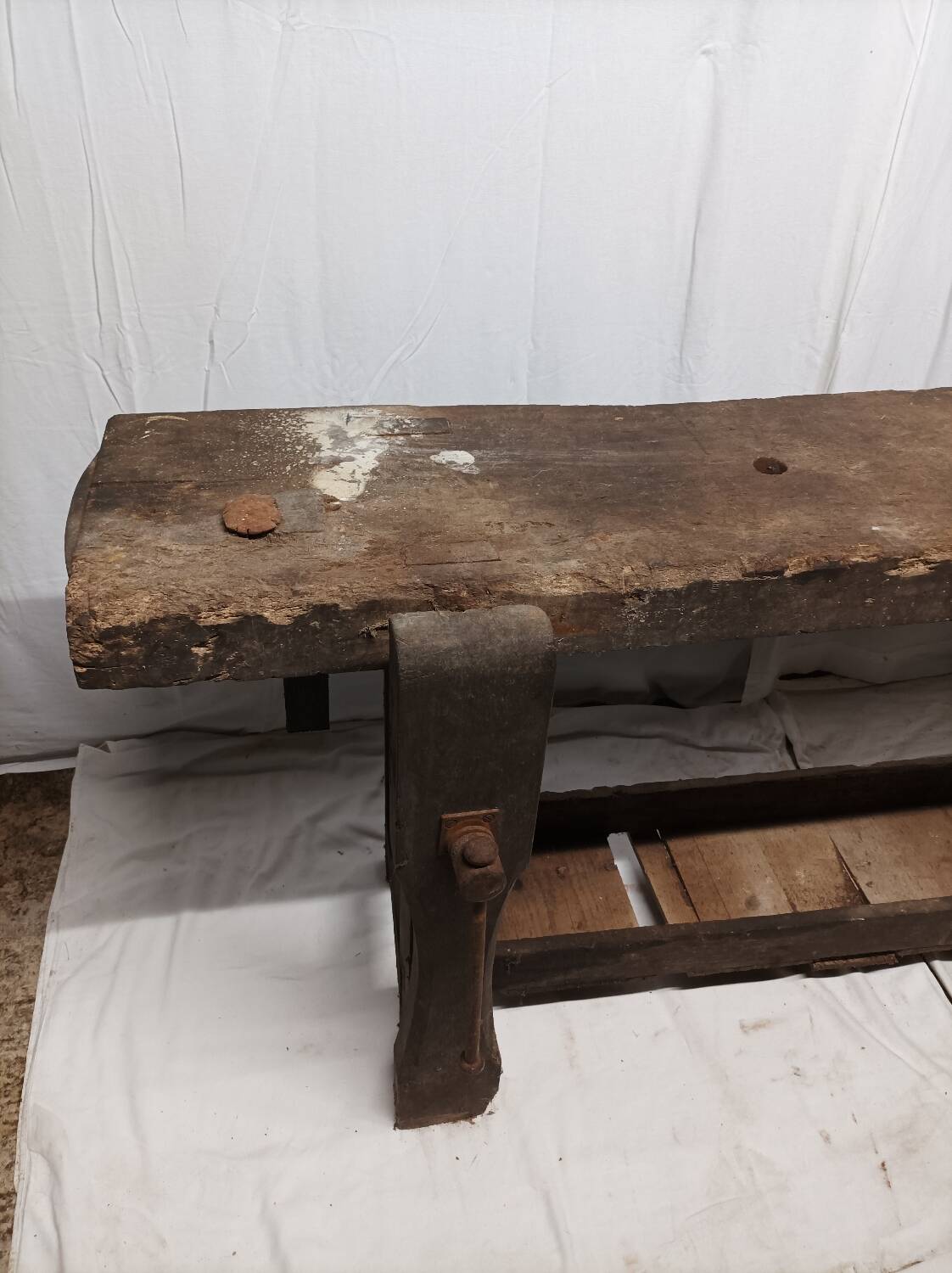 Old vintage wooden workbench