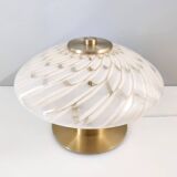 White Murano Glass and Brass Table Lamp, Italy, 1980s