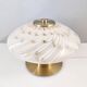 Lampe de table en verre de Murano blanc et laiton, Italie, années 1980