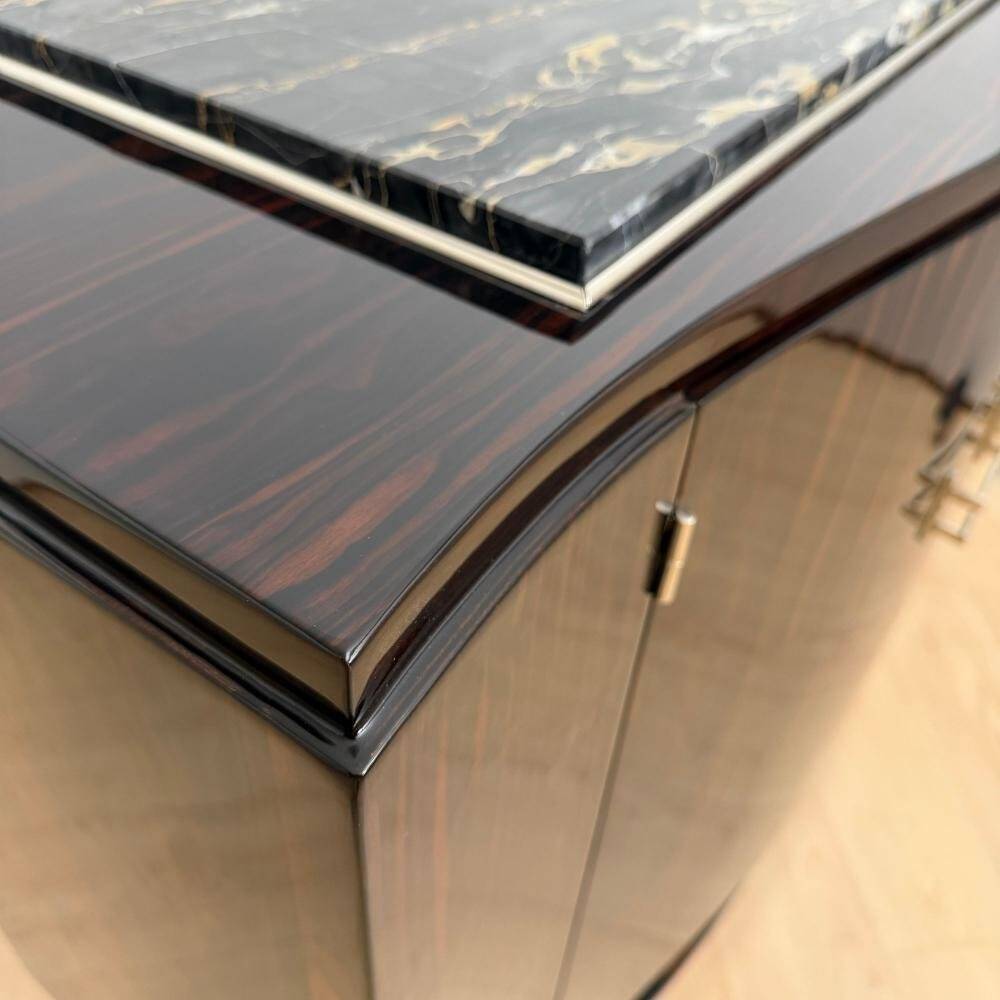 Art Deco Sideboard in Macassar, Marble & Chrome, France, 1930