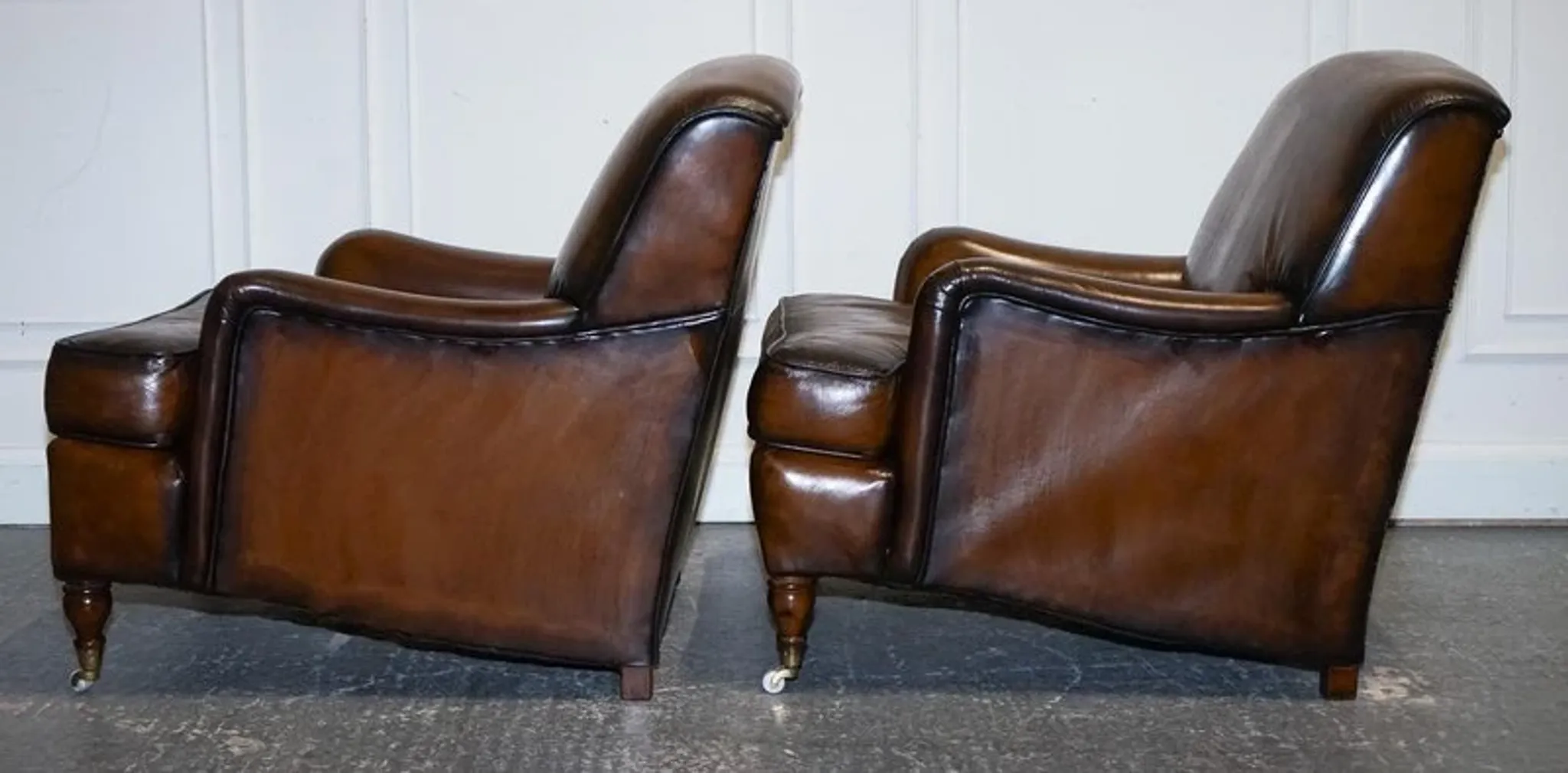 Set of Hand-Dyed Leather Cigar Chairs