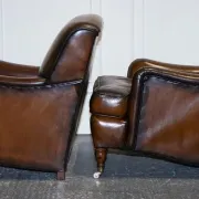 Set of Hand-Dyed Leather Cigar Chairs