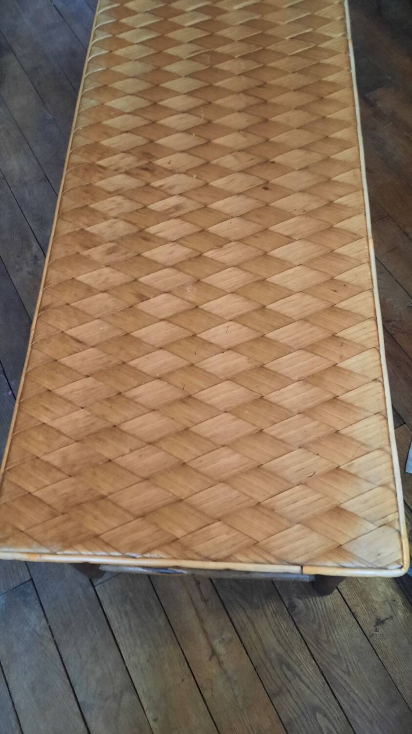 Banc année 50 bois et corde de palmier
