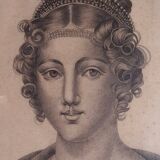 Portrait of a young woman The large ornament drawing signed circa 1800-1830 57x46 cm SB