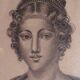 Portrait of a young woman The large ornament drawing signed around 1800-1830 57x46 cm SB