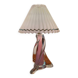 Lampe cristal transparent et rose années 60