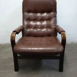 Fauteuil en cuir du milieu du siècle