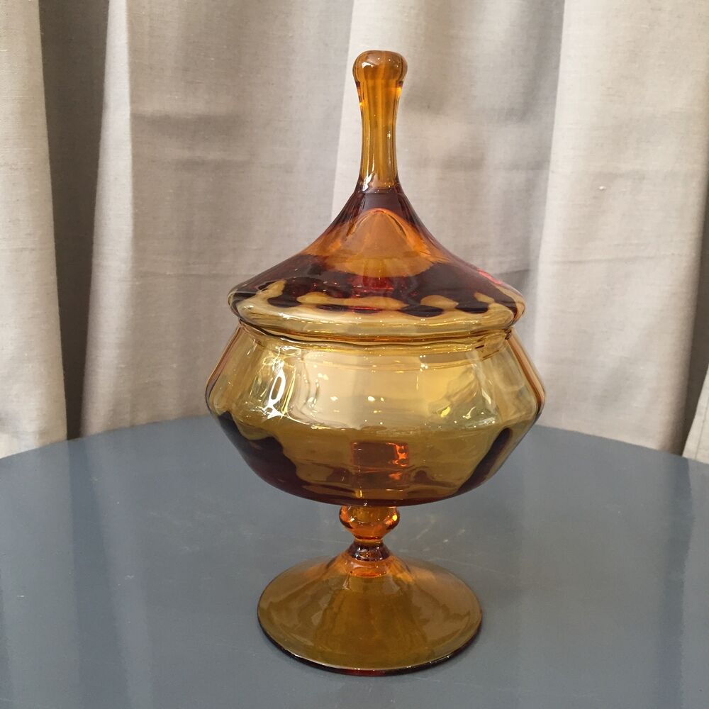 Amber glass candy or standing cup