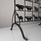 Animal Screen Att. Atelier Marolles and Jean Touret in Wrought Iron 1950s