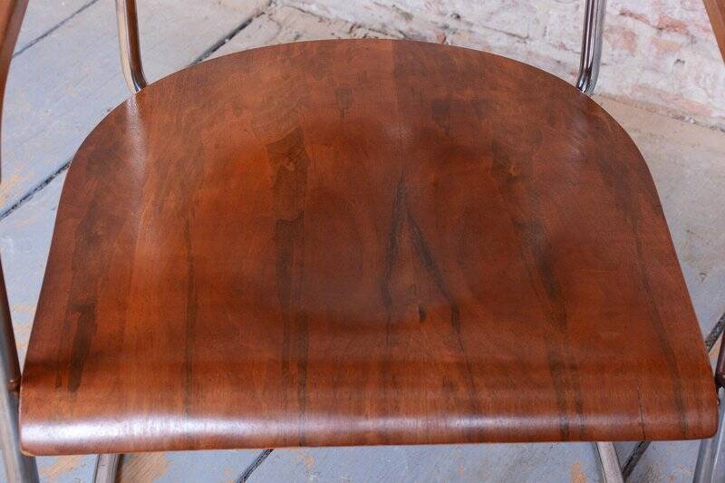 Bauhaus Armchair in Walnut and Beech by H. Gottwald, 1930s