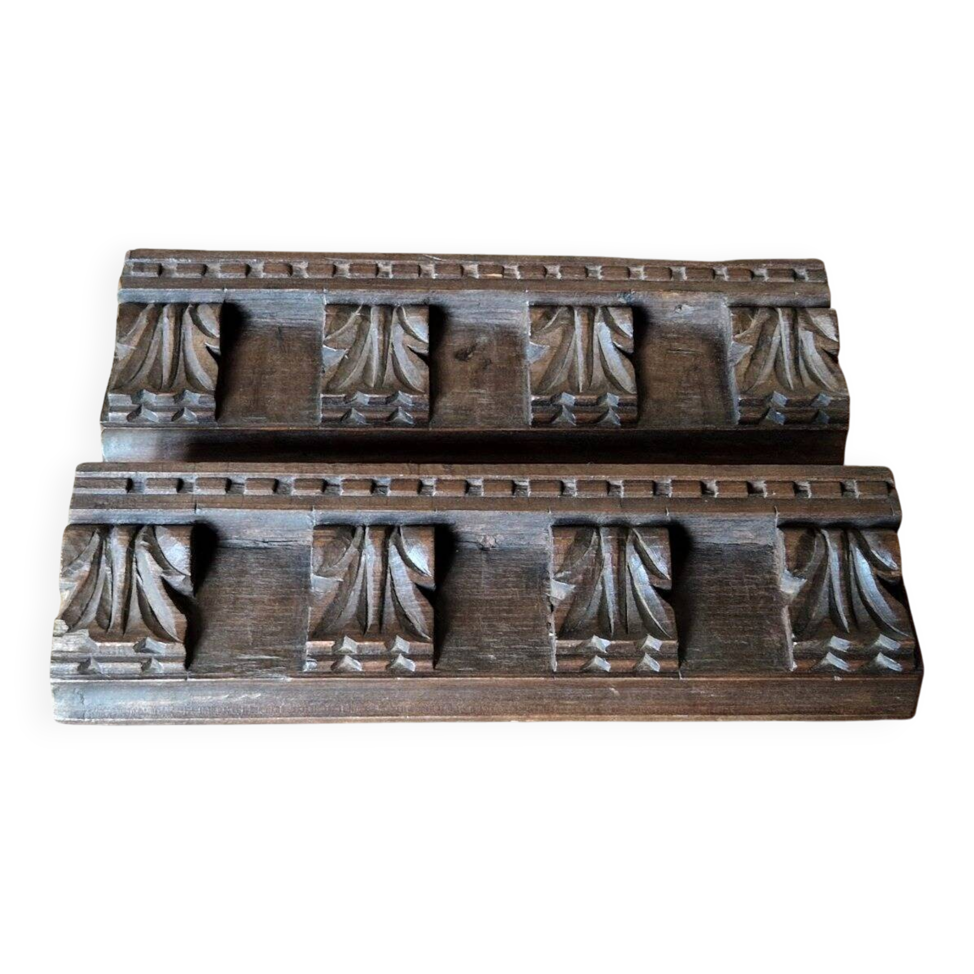 Pair of Woodwork Pediments Ornamentation 19th Century