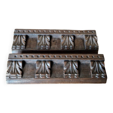Pair of Woodwork Pediments Ornamentation 19th Century